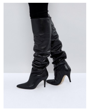 Asos Black Leather Slouch Boots Over the Knee