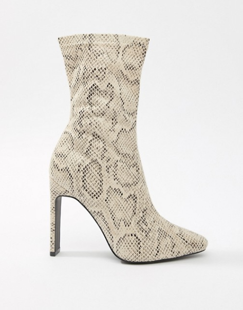 flat snakeskin ankle boots