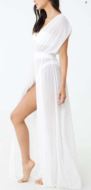 white sheer swim cover up