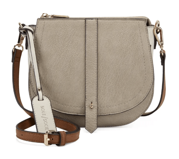 Sole Society Abra Faux Leather Stone Gray Crossbody Bag | Style Uncovered