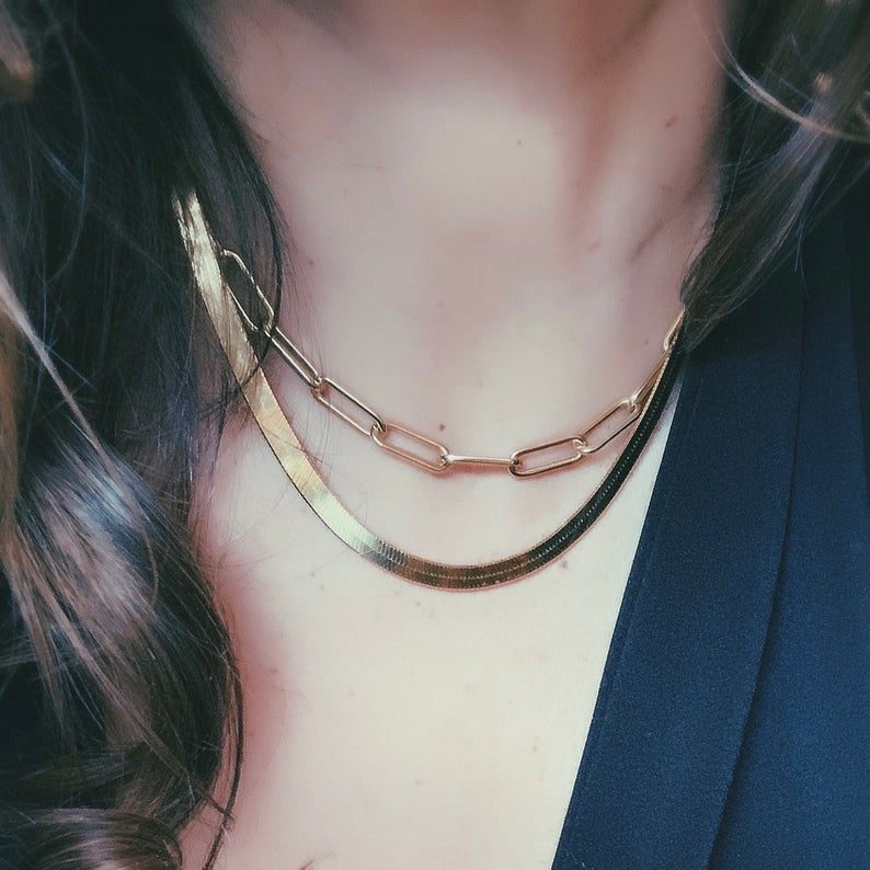 Buy Layered Necklace Set, Set of 2, 14k Gold Filled, Minimalist, Paperclip,  Double, Chain, Necklace, Gold Necklace Set, Set, Statement, Trend Online in  India - Etsy
